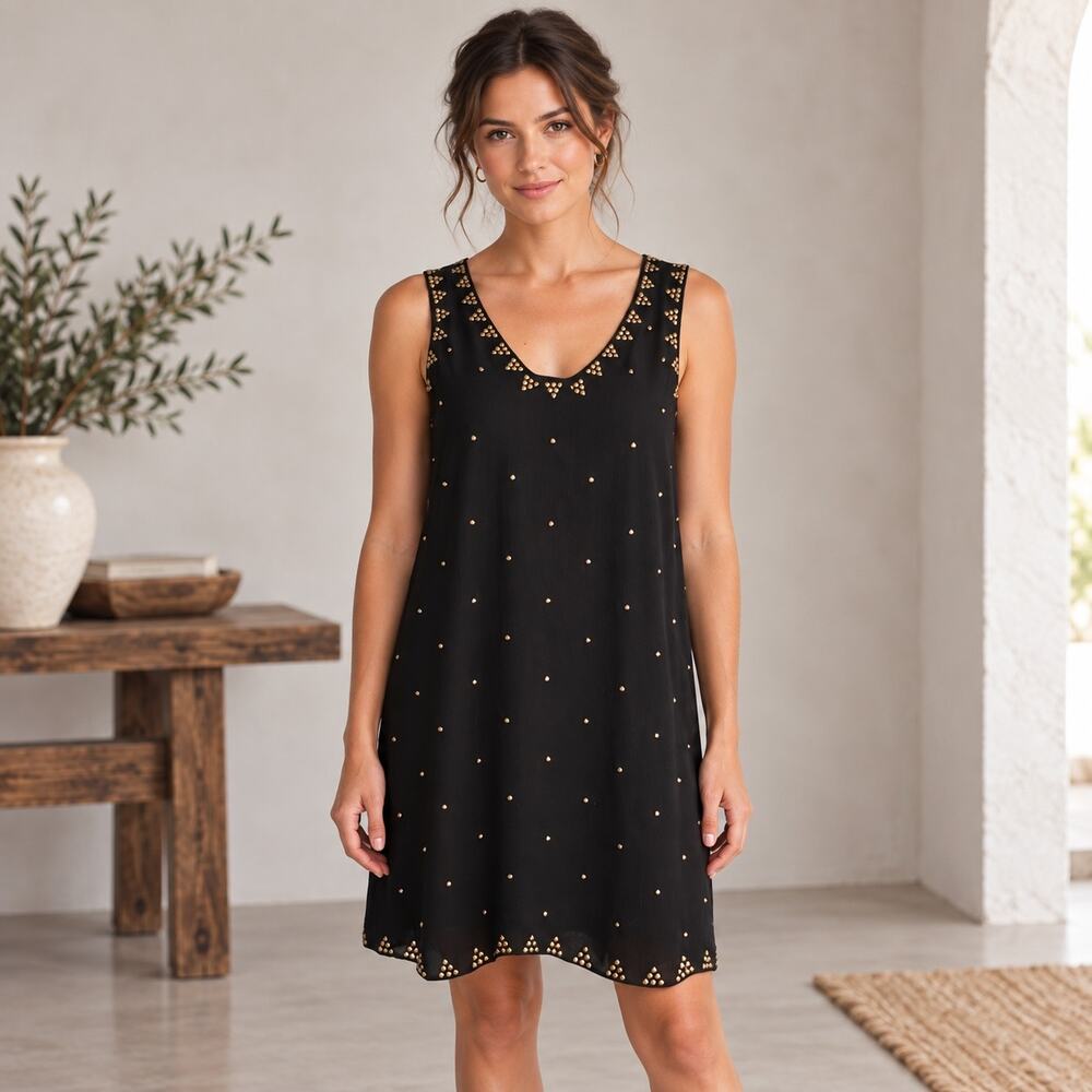 Free People NWT Black Soho Studded Shift Dress 4